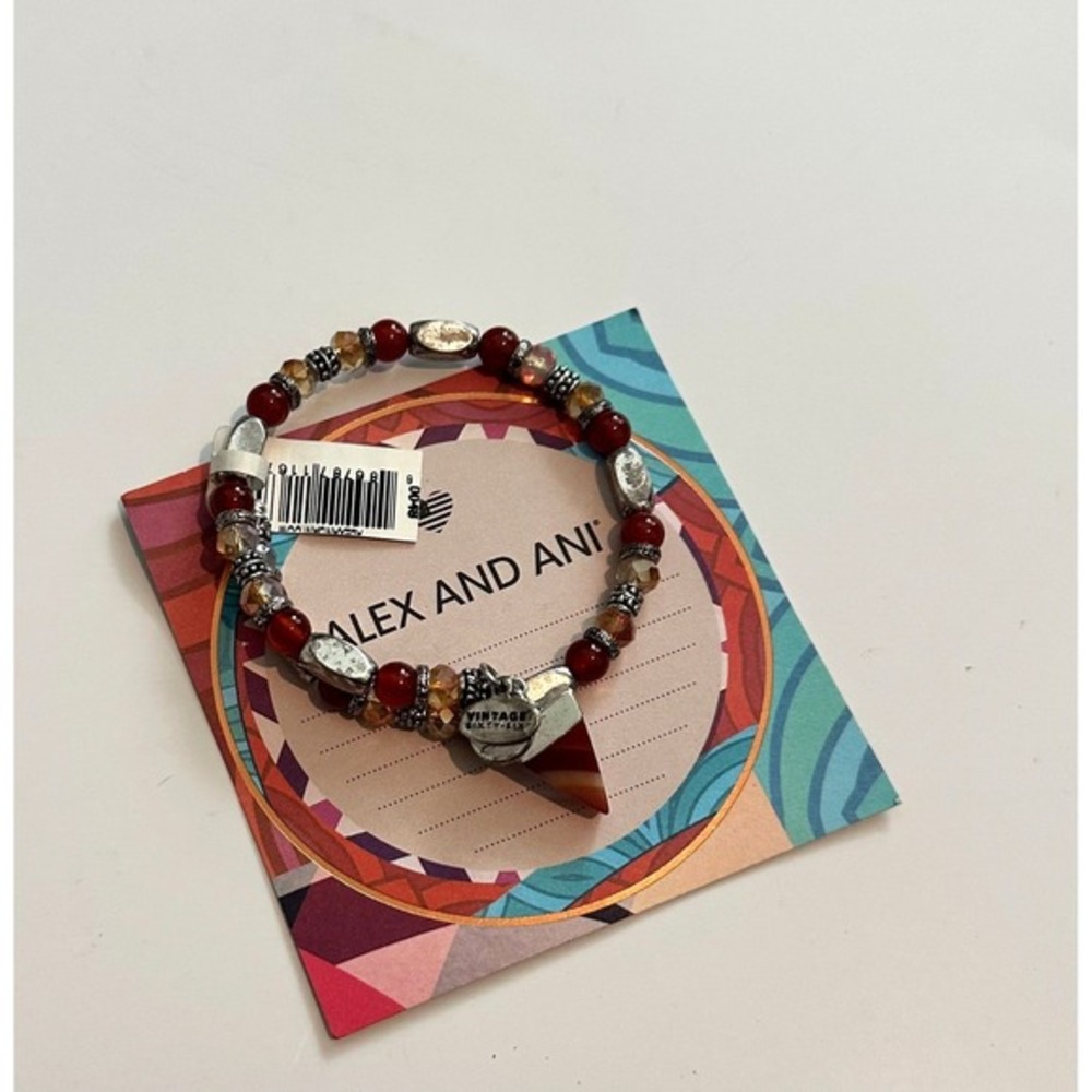 Authentic Alex and Ani Red and Rafaelian Silver Bracelet New With‎ Tags - Picture 2 of 2